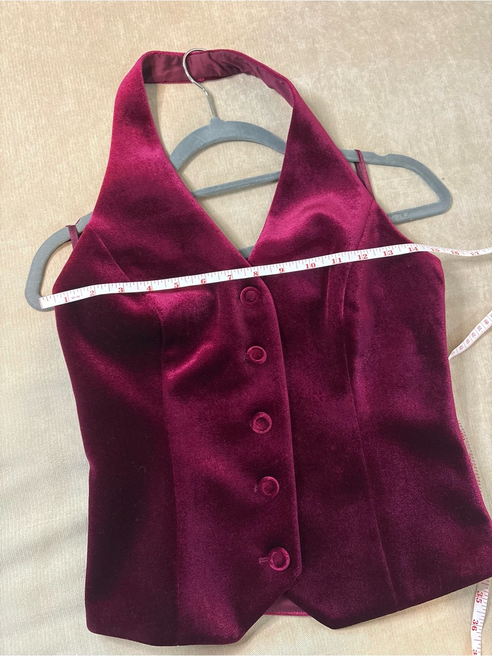 White House Black Market Velvet Halter Vest in Wine - Picture 4 of 5